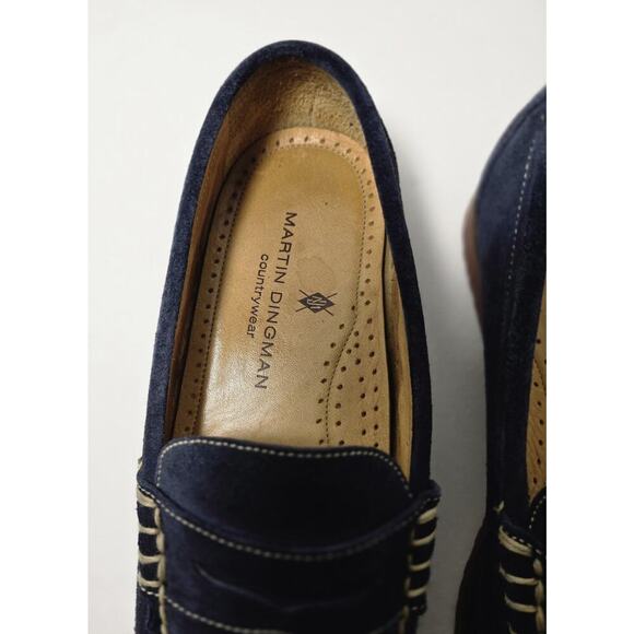 Martin Dingman Countrywear Men’s Size 9 M Suede Leather Penny Loafer Navy Blue - Picture 5 of 10